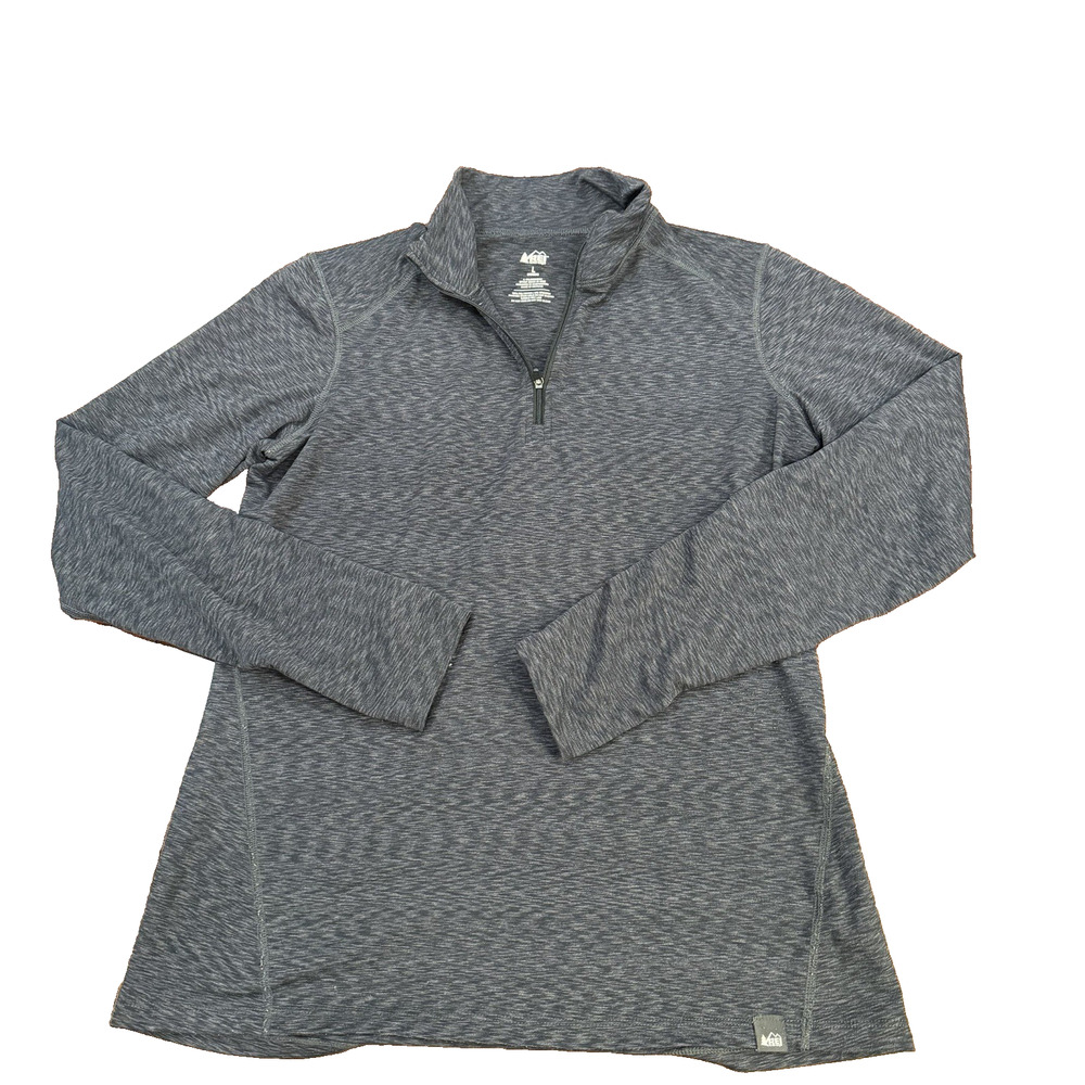 REI Pullover Womens L Gray Quarter Zip Athletic Shirt Running Co-op 1/4 Shirt